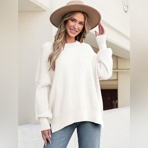 Womens Oversized Batwing Long Sleeve Crewneck Sweater